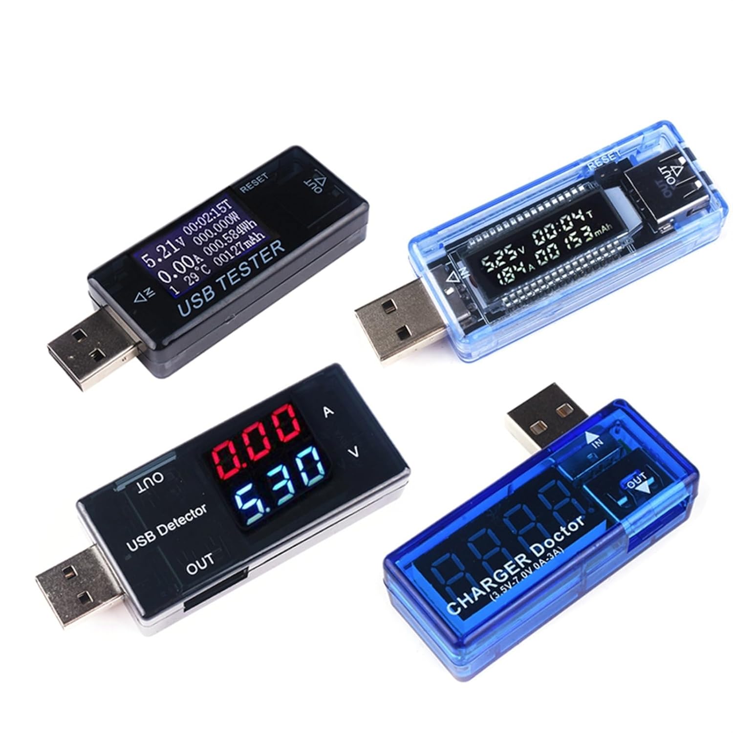 USB Voltmeter Ammeter Current Voltage Tester LCD Digital Display Power Battery Capacity Tester Measurement USB Charge Indicator(3 in 1)