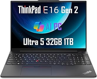 Lenovo ThinkPad E16 Gen 2 Business Laptop (16" FHD+ Anti-Glare, Intel Core Ultra 5 125U (> i7-1355U), 32GB DDR5 RAM, 1TB SSD), Fingerprint Reader, Backlit, Webcam, Ethernet, Win 11 Pro, AI PC, Black
