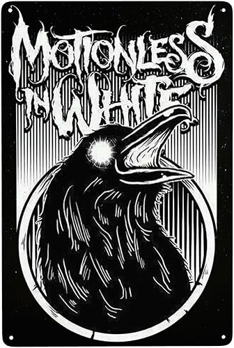 CASDAEL Motionless Music In Band - Letrero de metal vintage blanco para decoración de pared, pósteres artísticos para el hogar, sala de estar, café,