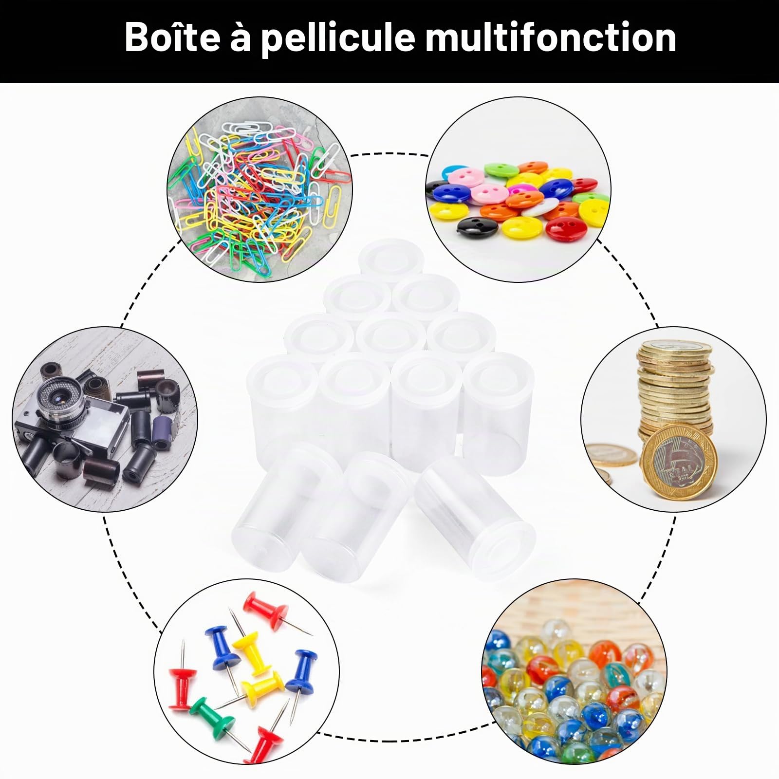 36 PCS Boîtes de Film pour Activités Scientifiques Boîtes de Pellicule Photo avec Couvercle 32mm boites Pellicule Photo pour le Stockage, les Petites Pièces de Film Bidon (transparence)