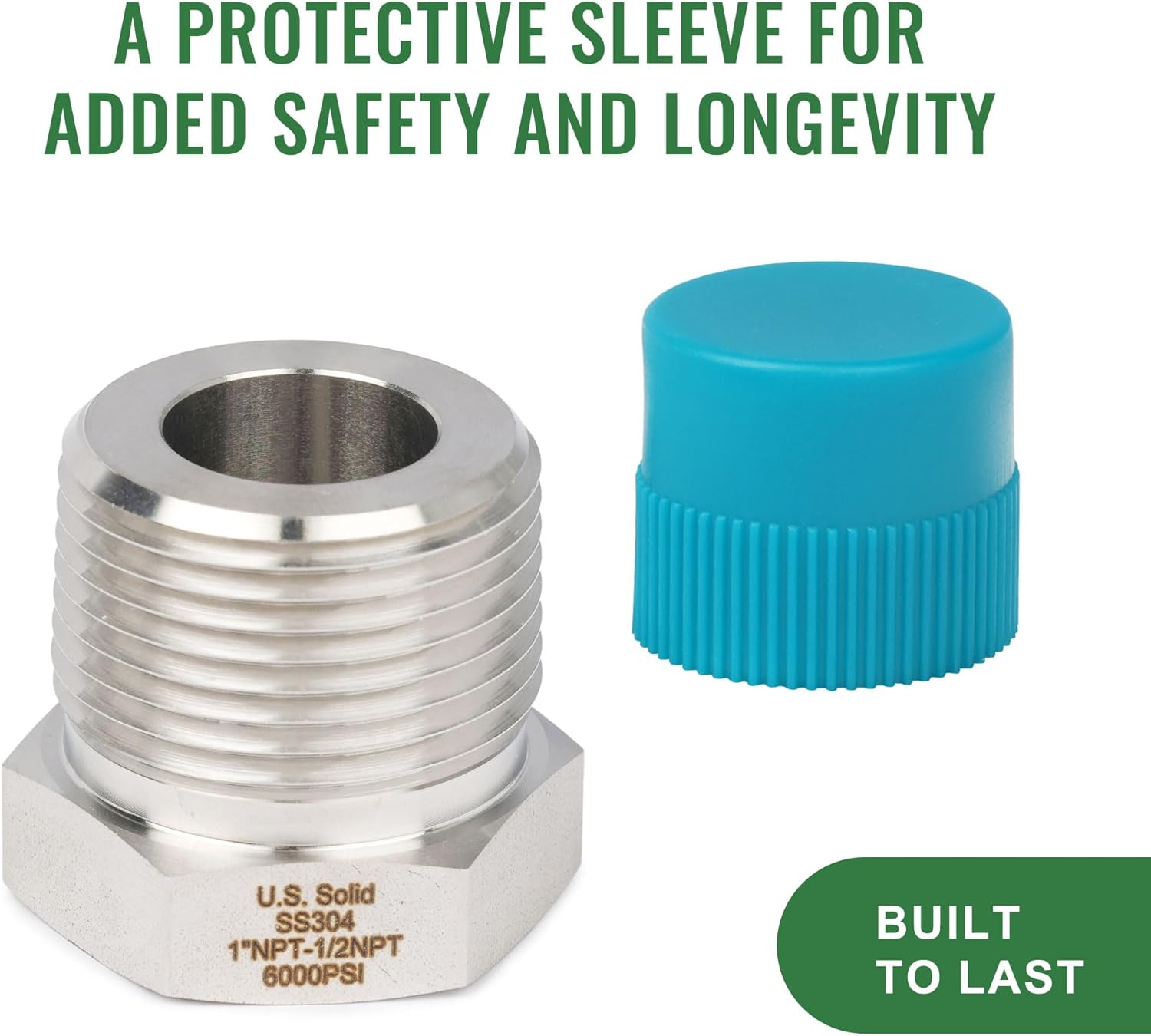 U.S. Solid 304 Stainless Steel 6000 Psi Hex Bushing Reducer Male*Female(1 * 1/2 NPT)