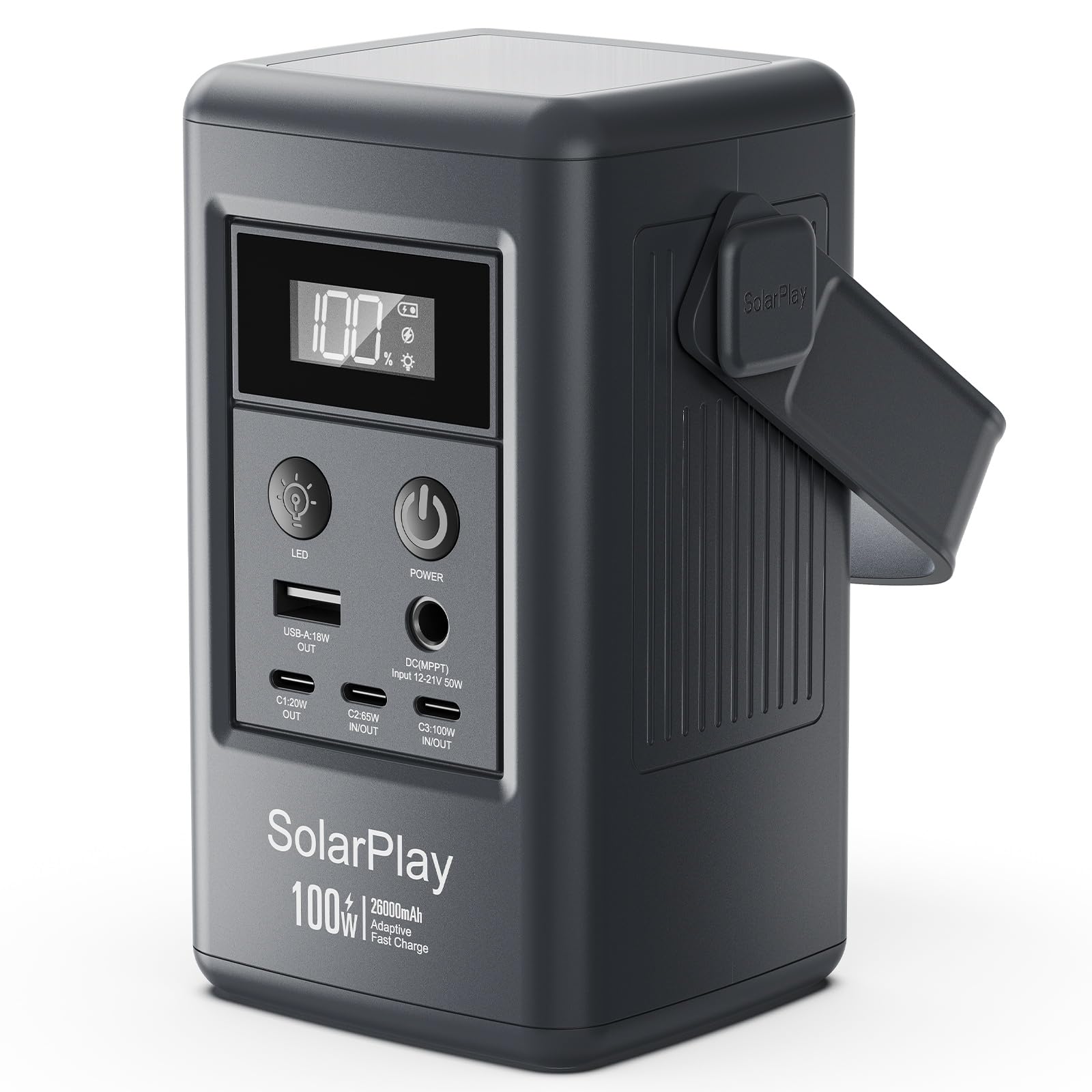 SolarPlay 100W Portable Power Station 96 2Wh Solar Generator with 5 Ports 100W PD Fast Charging 50W Solar