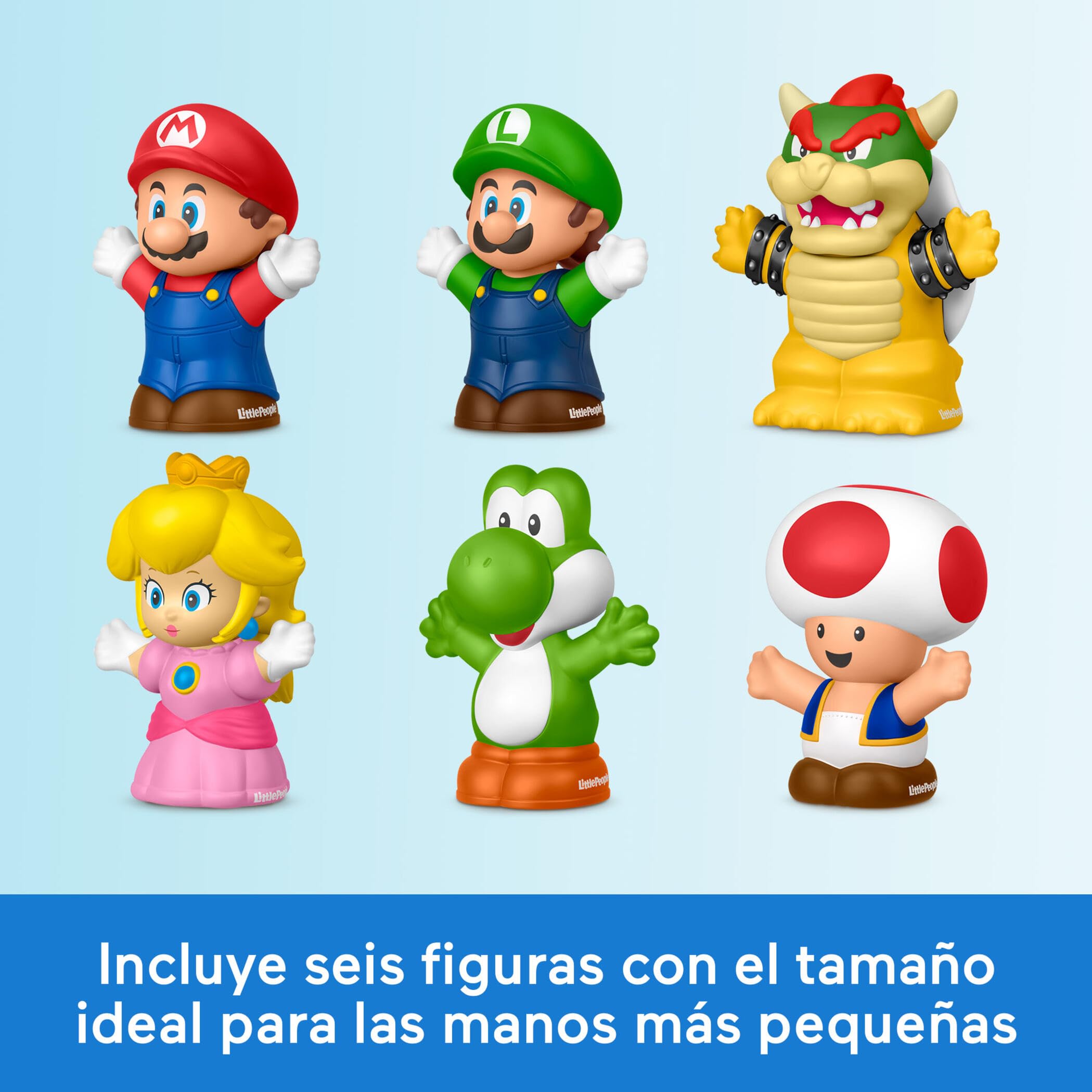 Fisher-Price Little People My Mario Juguete para niños pequeños, Conjunto de Figuras con 6 Personajes para niños y niñas en Edad Preescolar, a Partir de 18 Meses, JHG63