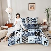 Vista 26 de Juego de edredón Deer Bear para niños tamaño completo, juego de ropa de cama rústica de aventura de caza para decoración de habitación de niños