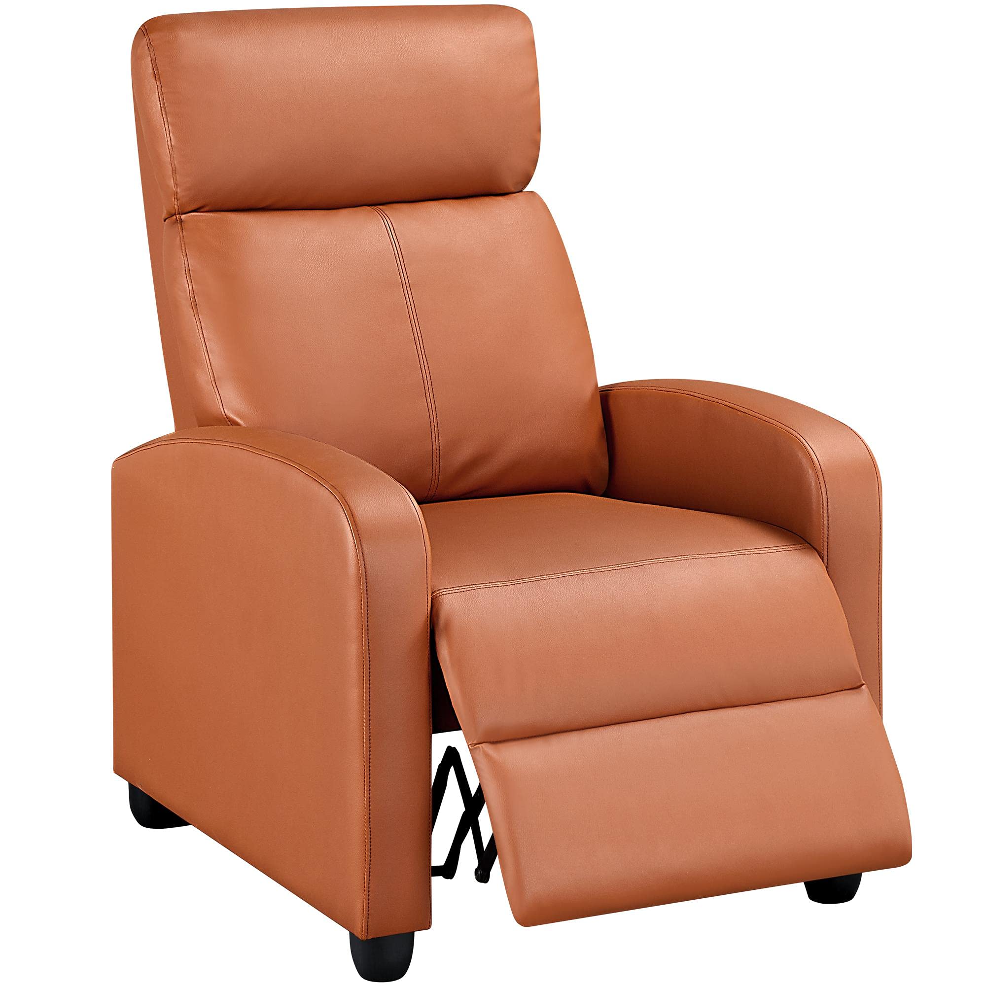 Topeakmart PU Leather Recliner Chair Home Theater Seating Tan