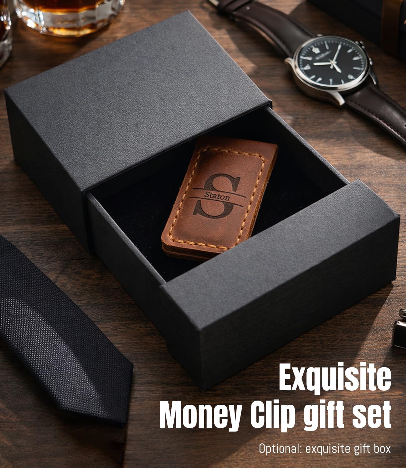 Personalized Money Clip, Custom Leather Engraved with Magnetic Closure, Handmade Customized Monogrammed Money Clip for Men - Image 7