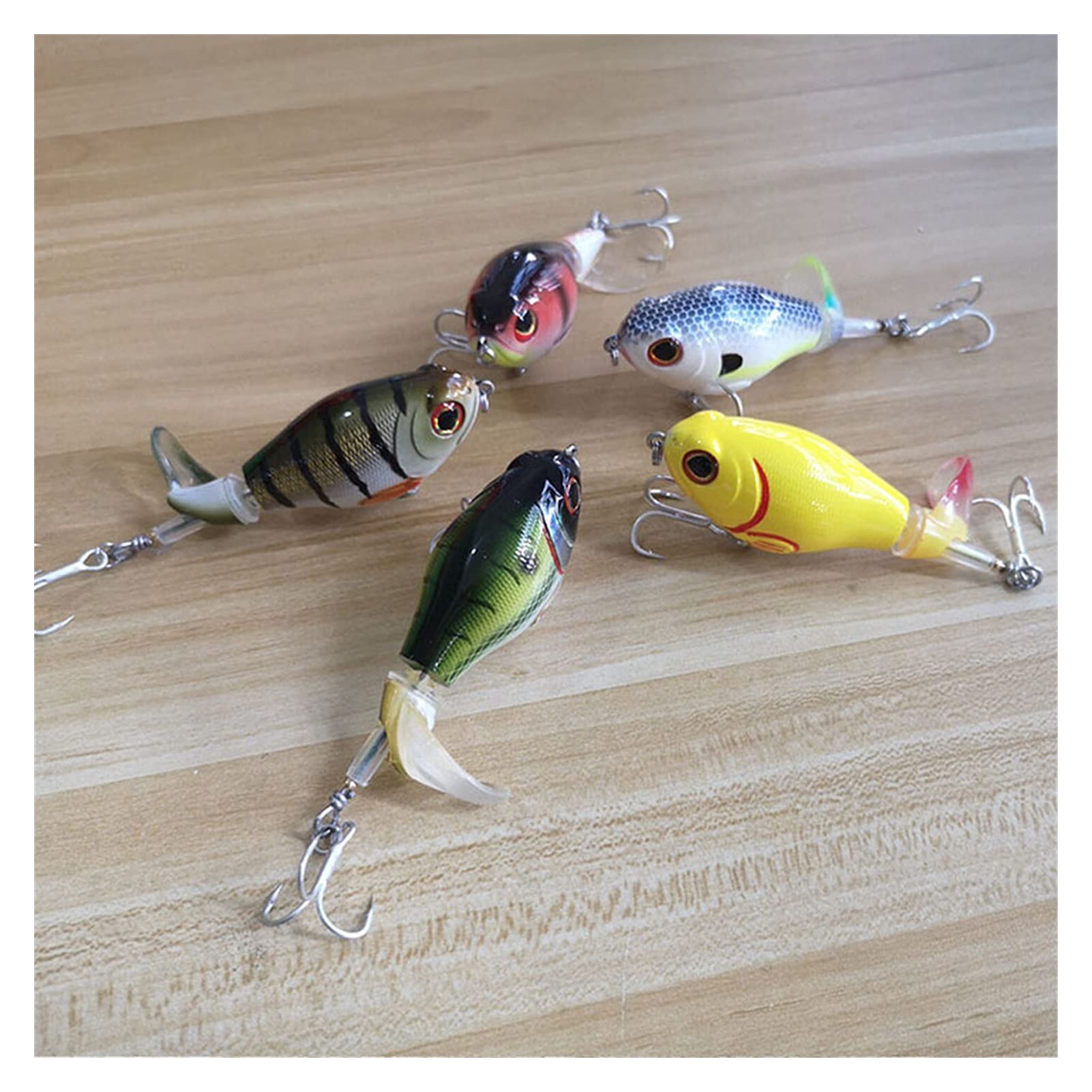 caihuashopping Señuelos de Pesca Señuelos de Pesca 7, 5 cm Crankbaits Fuertes de Pesca para Pesca Wobblers Floating Pike Baits Shads Tackle Soft Rotating Tail 5PCS Cebos Artificiales