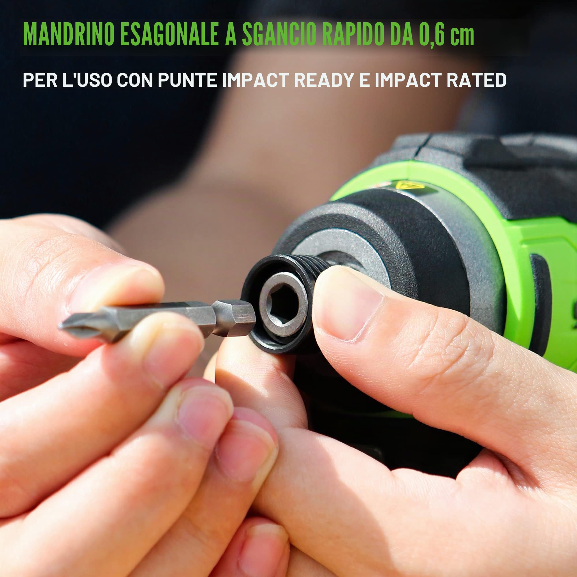 GreenWorks Avvitatore a percussione senza spazzole 24V 1/4 "300 Nm Impact Driver 3 velocità (3500 IPM, 2800 RPM e 2800 in-lbs di coppia)