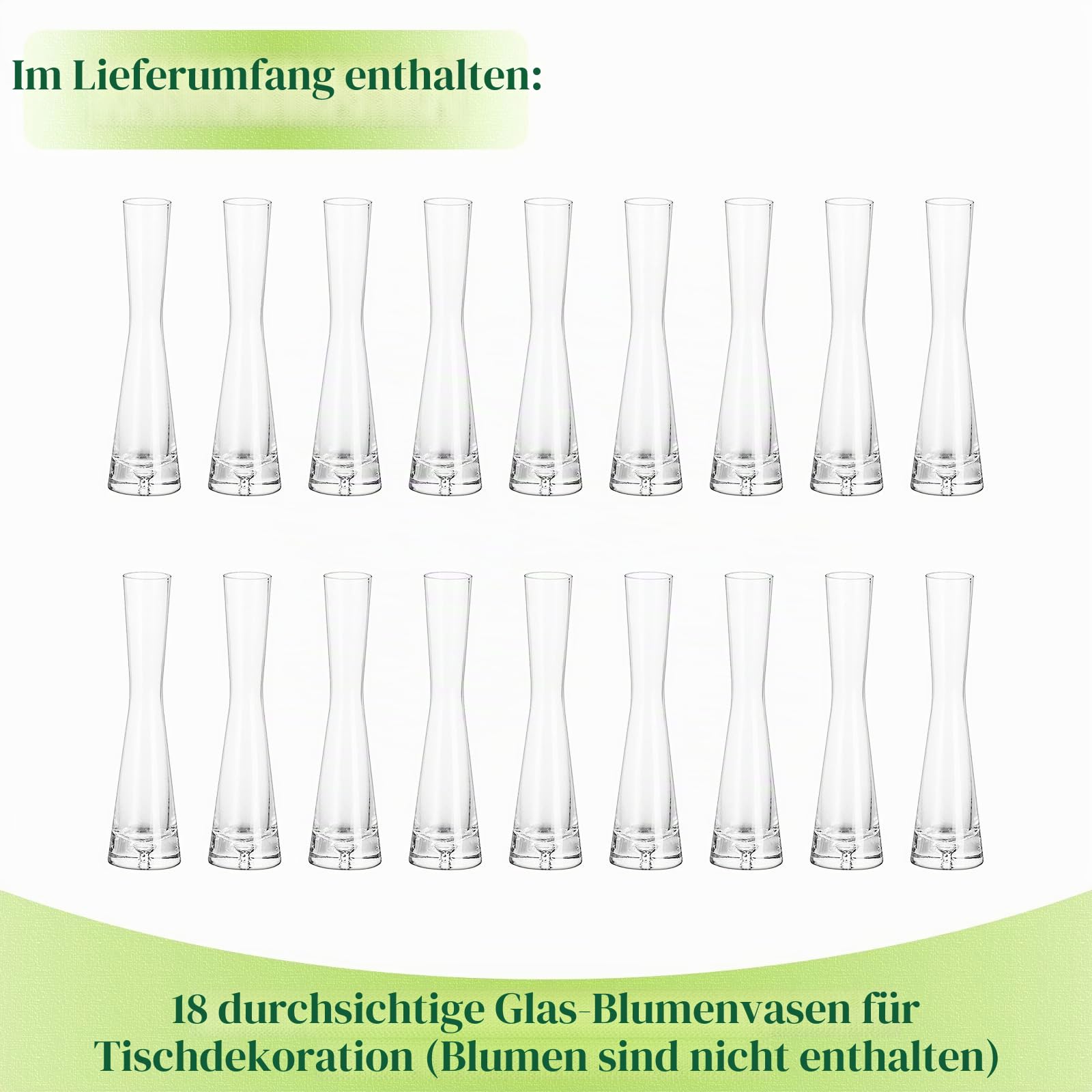 Hewory Kleine Vasen 20cm Vase Schmal Blumenvase 18er Vase für Eine Rose | Klar Glasvase, Kleine Vasen für Tischdeko, Modern Vasen Set für Hochzeitsdeko, Party, Geburtstag, Wedding, Geschenk