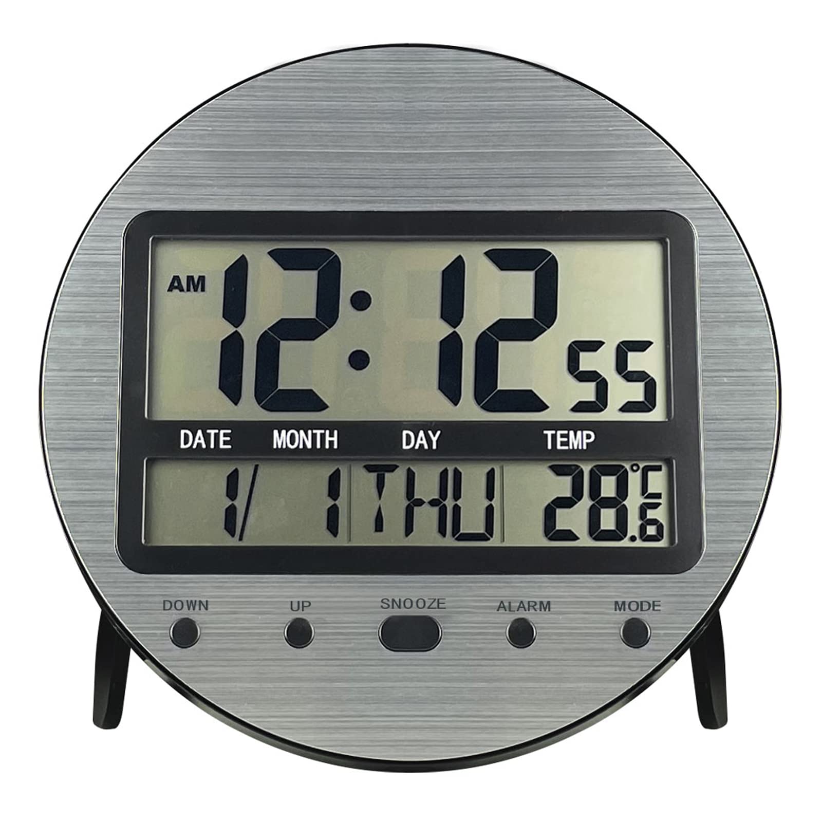 7-Inch Wall Clock Digital Alarm Clock Display Temperature Calendar Day ...