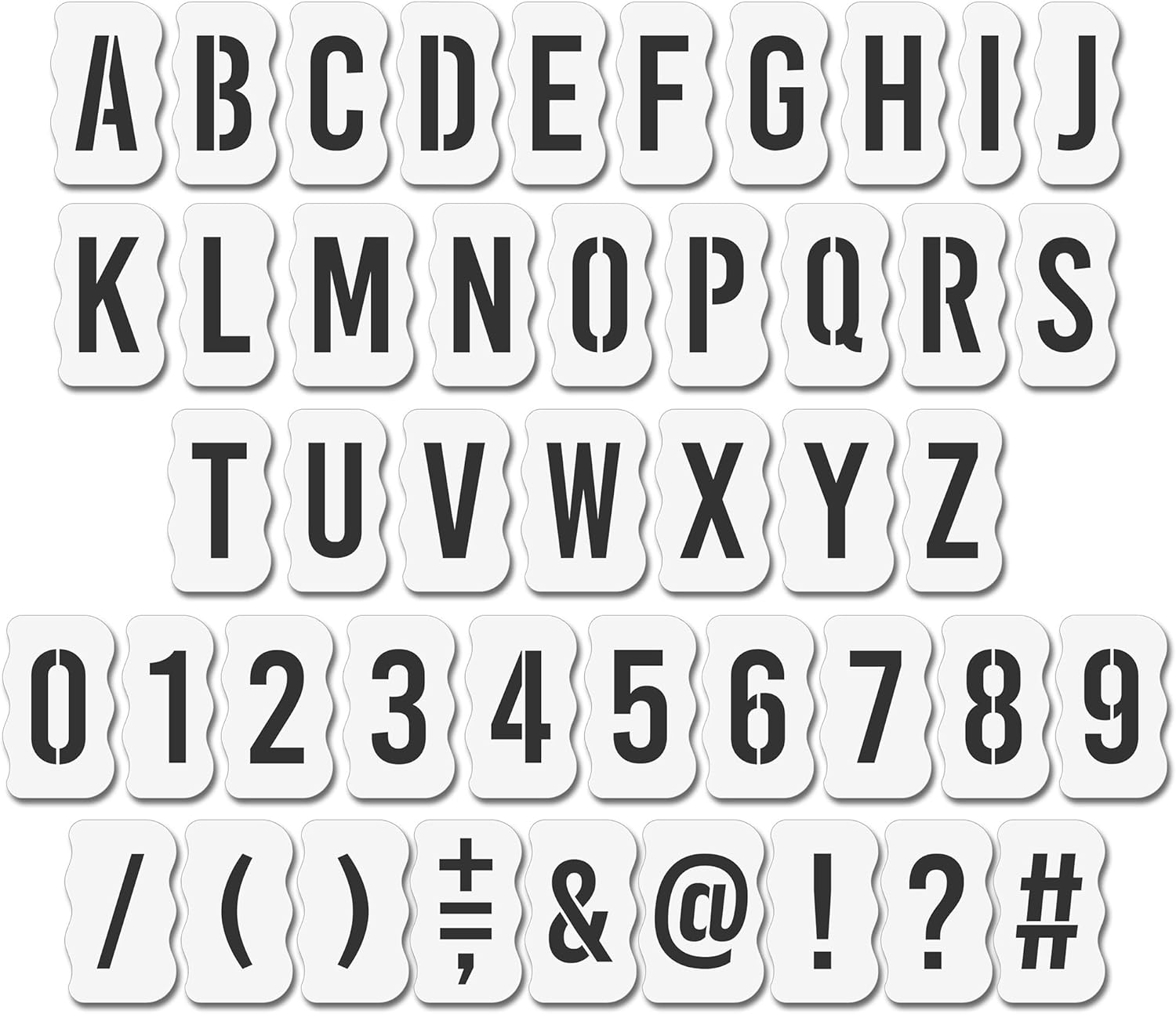 12 Inch (45 Pieces) Letter Stencil Set - Reusable Alphabet and Number Stencils for Painting Large Signs, Banners, and Business Displays – Durable Plastic for DIY Crafts and School Art