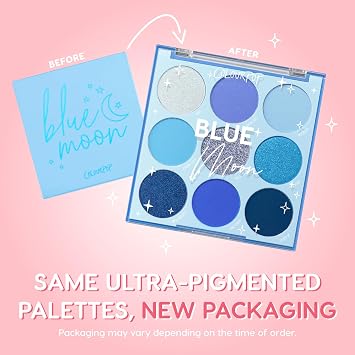 ColourPop Blue Moon Shadow Palette - Monochromatic Blue Shadow Palette with Matte, Metallic and Duochrome Surfaces