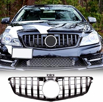 W204 Grill Front Grille Compatible with 2008-2014 Mercedes Benz W204 C Class C250 C300 C350 Gloss Black ABS Grille
