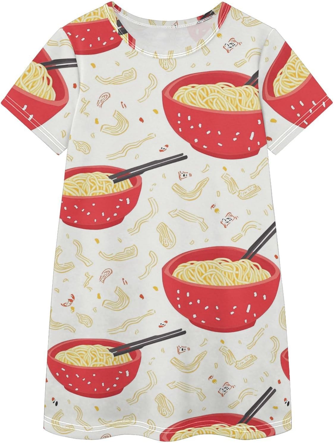 Delicious Ramen Girls Dresses Summer Dresses for Girls with Cotton Short Sleeves for Casual a Line Dress Size 2-8Y
