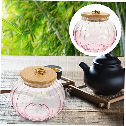 Miniatura 5 de Recipiente hermético de vidrio con asa de tapa, recipiente de almacenamiento de té degradado para té de hojas sueltas, dulces, manualidades y más
