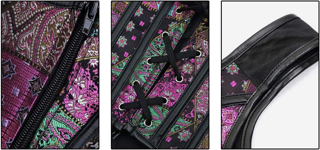 Kimring Women's Gothic Jacquard Shoulder Straps Tank Overbust Corset Bustiers - Image 6