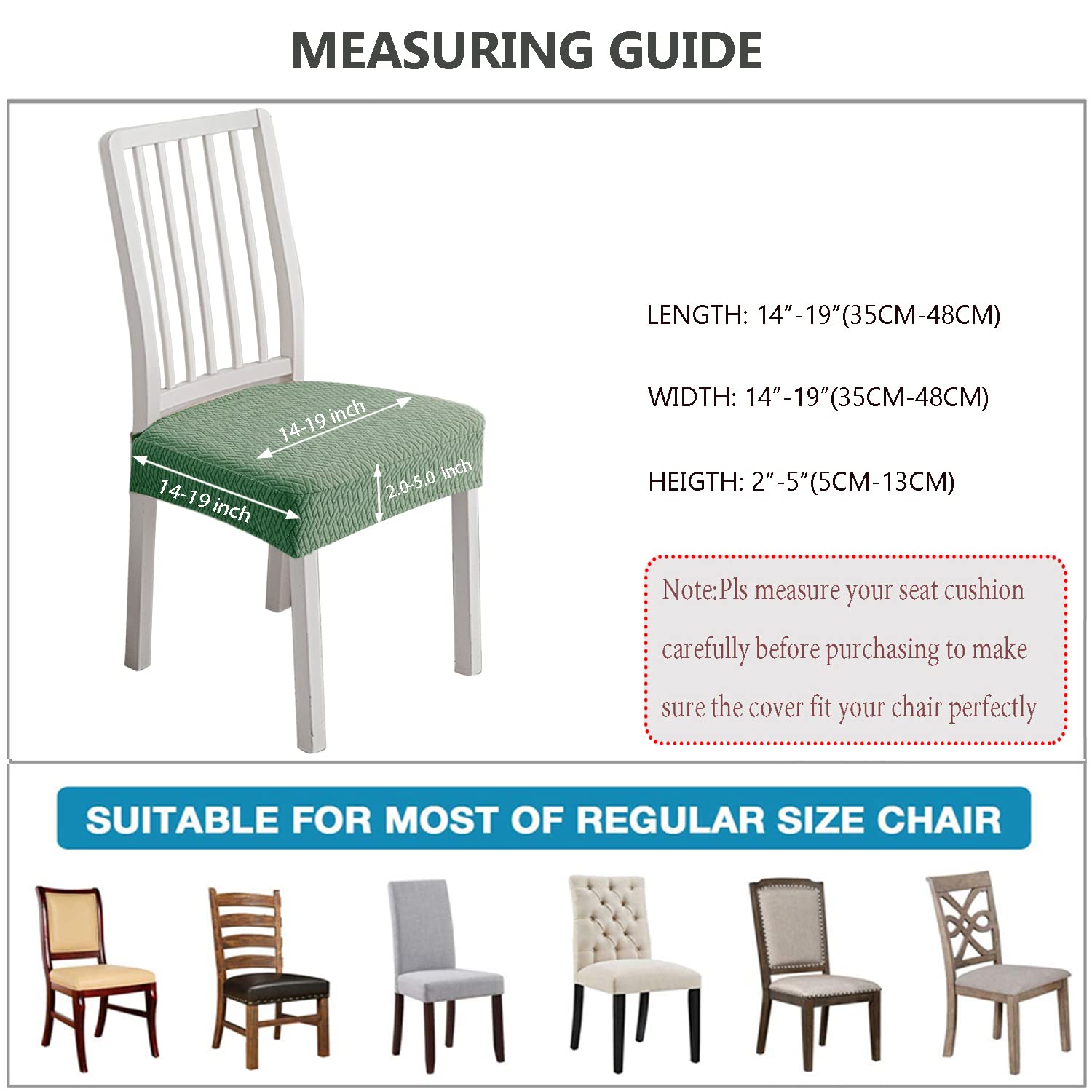 KELUINA Stretch Lattice Jacquard Waterproof Chair Seat Covers for Dining Room 1/2/4/6 PCS Chairs Covers Dining Chair Covers Kitchen Chair Covers (Matcha Green,4 Pcs) - Image 4