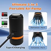 Vista 4 de Mini Air Pump - Portable Electric Air Pump with 3-Mode LED Light & Magnetic Base, Includes 5 Nozzles, Ideal for Camping, Air Bed, and Travel Gear