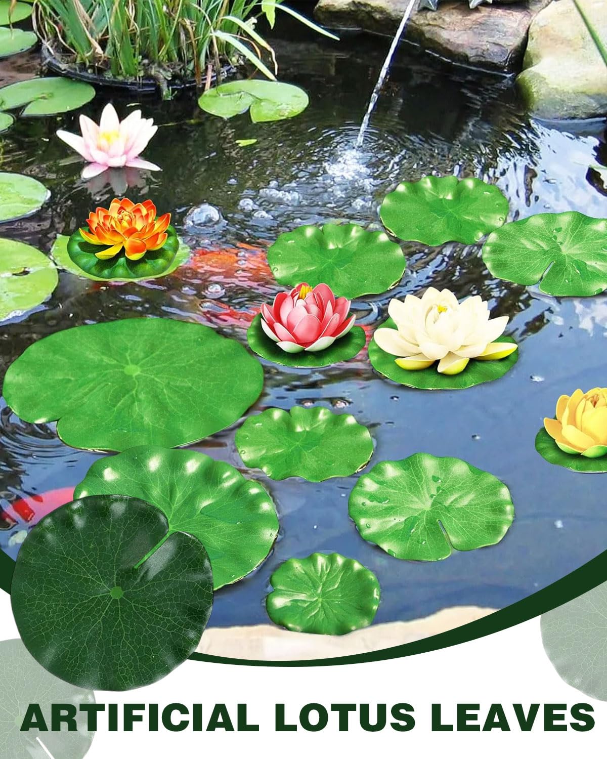 Foglie di loto artificiali, 13 pezzi di ninfee galleggianti, in schiuma, realistiche, per casa, giardino, laghetti, piscine, acquari, acquari, decorazioni paesaggistiche