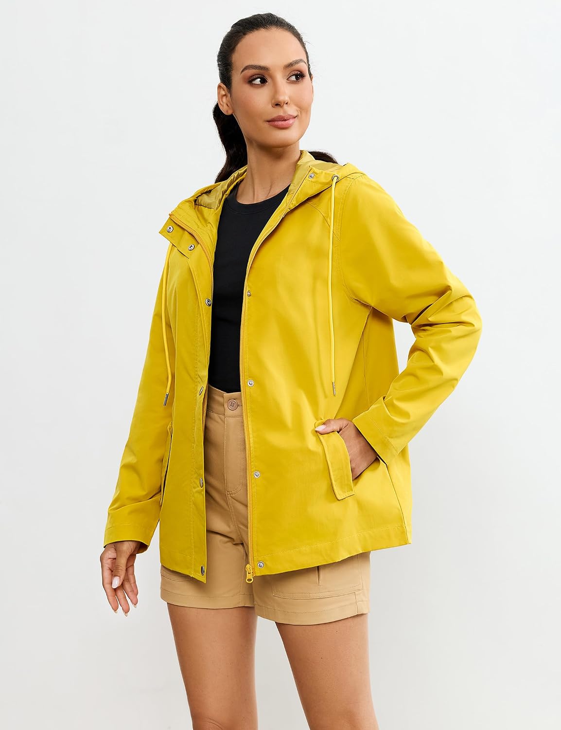 luvamia Rain Jacket Women Waterproof Lightweight Rain Coats Hiking Travel Windbreaker Raincoats with Adjustable Hood