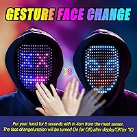 Vista 9 de Ompusos LED Mask with Gesture Sensing, Light-Up Transforming Face Cover for Halloween, Christmas, Cosplay & Birthday Parties