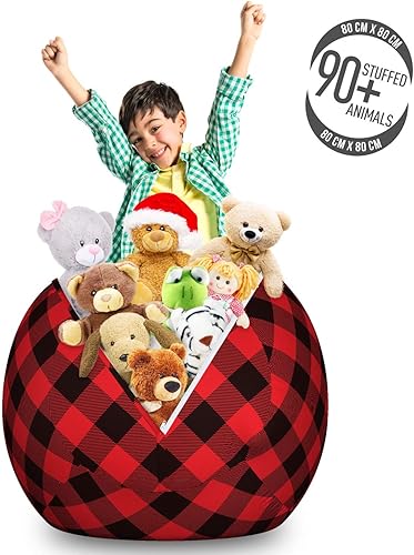 Miniatura 3 de Lunarable Buffalo - Silla de almacenamiento para juguetes a cuadros, ilustración de estilo cuadrícula con patrón de líneas horizontales de diamante,