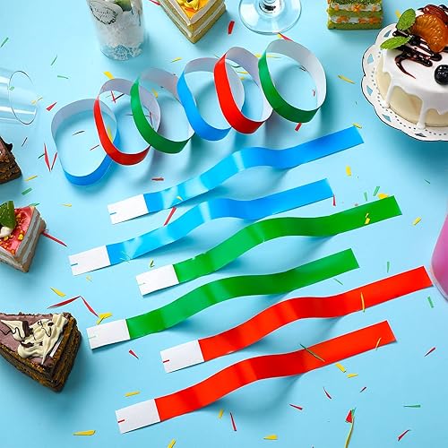 Miniatura 5 de Tudomro 300 pulseras de papel para eventos, impermeables, de neón, pulseras de identificación de conciertos, bandas de mano, eventos, pulseras