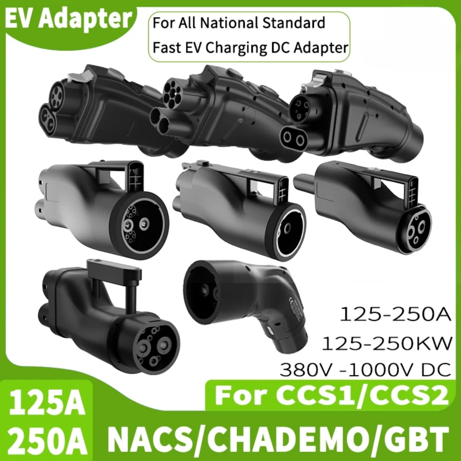 250A DC Chademo to S1 S2 to GBT150A GB/T to NACS EV Ladegerät Auto Adapter | S2 to Chademoo; 250A