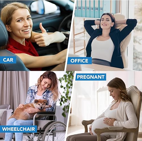 Miniatura 8 de Almohada de apoyo lumbar para automóvil, almohada lumbar de espuma viscoelástica para aliviar el dolor de espalda baja - Cojín de espalda para Negro