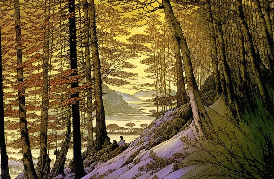 Affiches sur toile forêt et montagne SERENDIPITP 58x90 cm pour decoration murale
