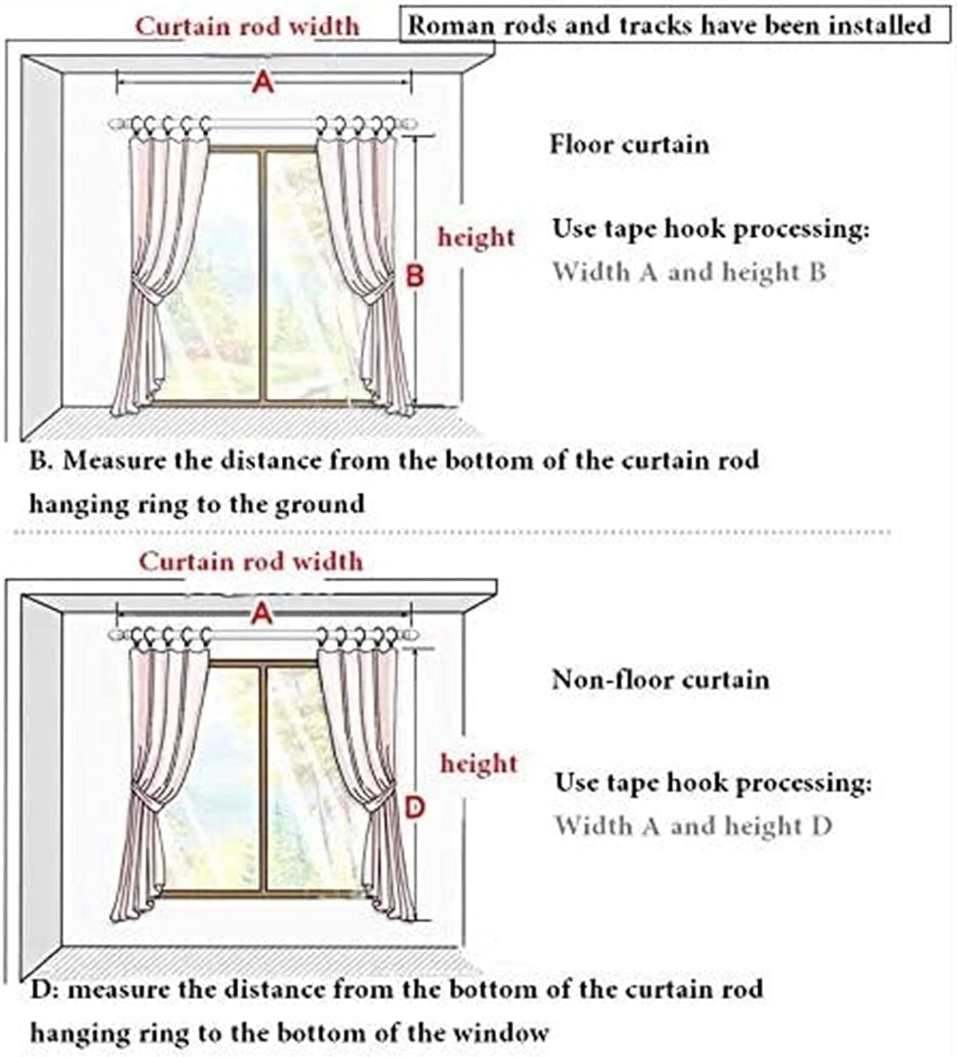 Bedroom Pure Color Curtain, Living Room Blackout Polyester Fabric Curtain Panels Gradient Finished Nordic Floor Bay Window Curtain 1 Pcs (Color : B, Size : W200*H270cm)