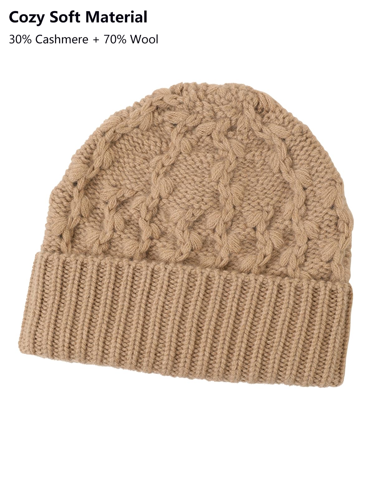 YUONNY Donna Cappello Beanie a Maglia con Risvolto in Tinta Unita, Uomo Berretto a Cranio Morbido e Caldo Autunno Inverno, 30% Cashmere e 70% Lana, Casual Skull Cappelli Antivento per Sci Ciclismo