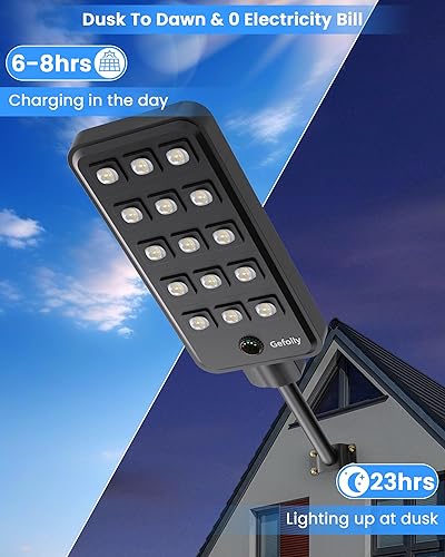 Miniatura 2 de Gefolly SL-11800W Luz solar de calle al aire libre, gran angular, luz de estacionamiento comercial del anochecer al amanecer, 6500K IP67, seguridad