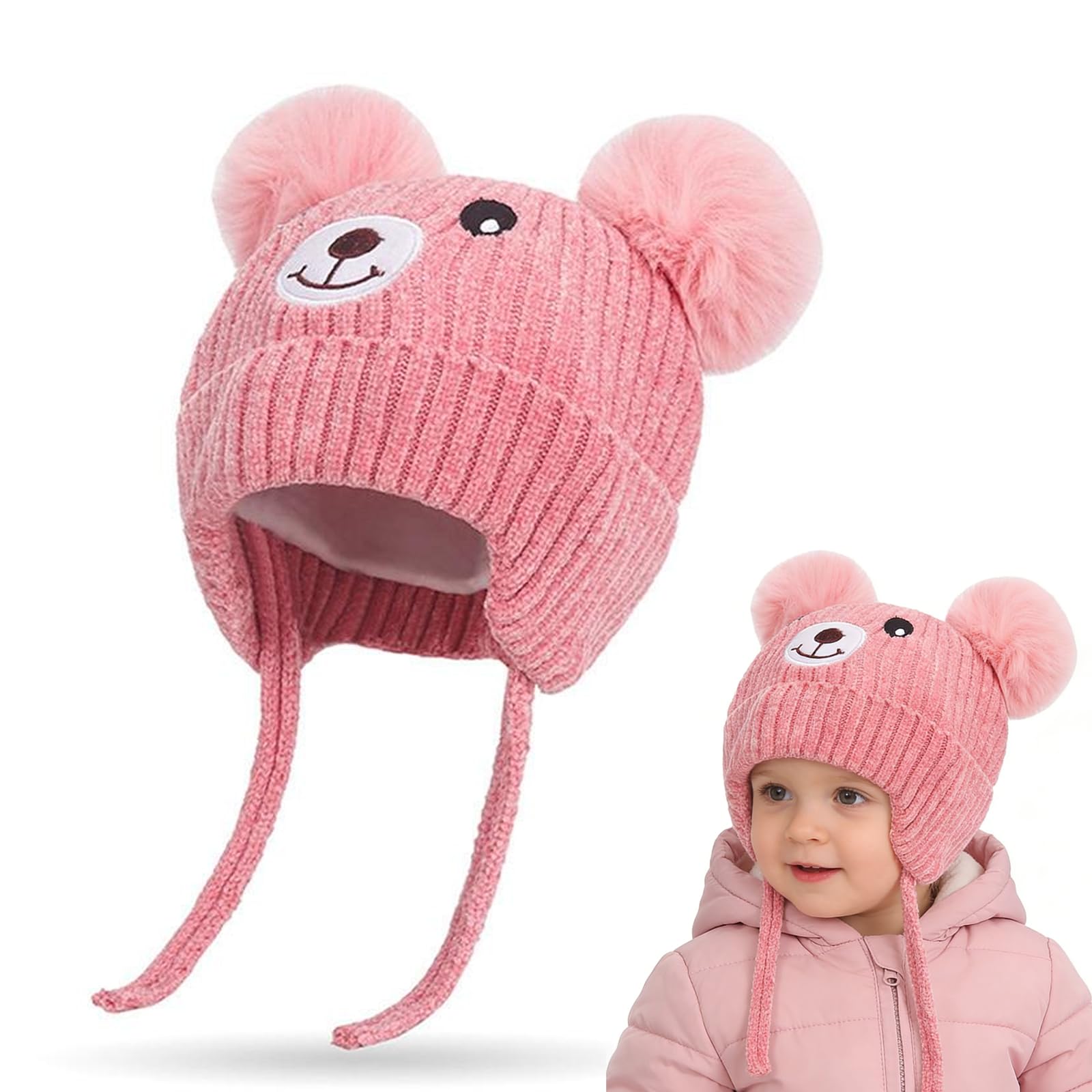 Baby Winter and Soft Beanie Cap, Best fits for 2 Months to 2 Years, Knit Woolen Hat Cap Neck Scarf Soft, Warm for Boys & Girs-image-18