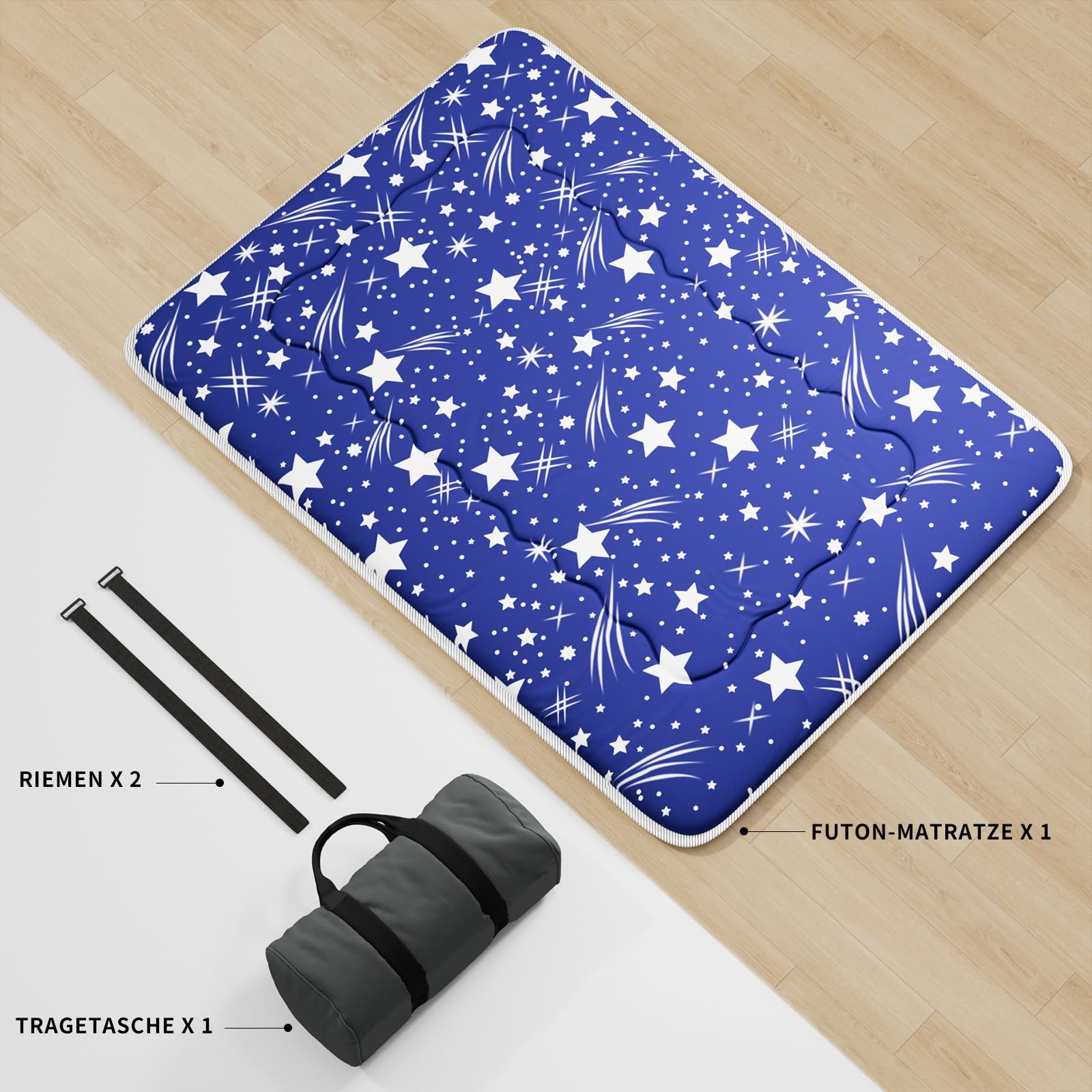 Colchón de futón japonés, tapete de tatami plegable, portátil, con bolsa y correa, colchón de suelo, colchón grueso para dormir, colchón enrollable para acampar