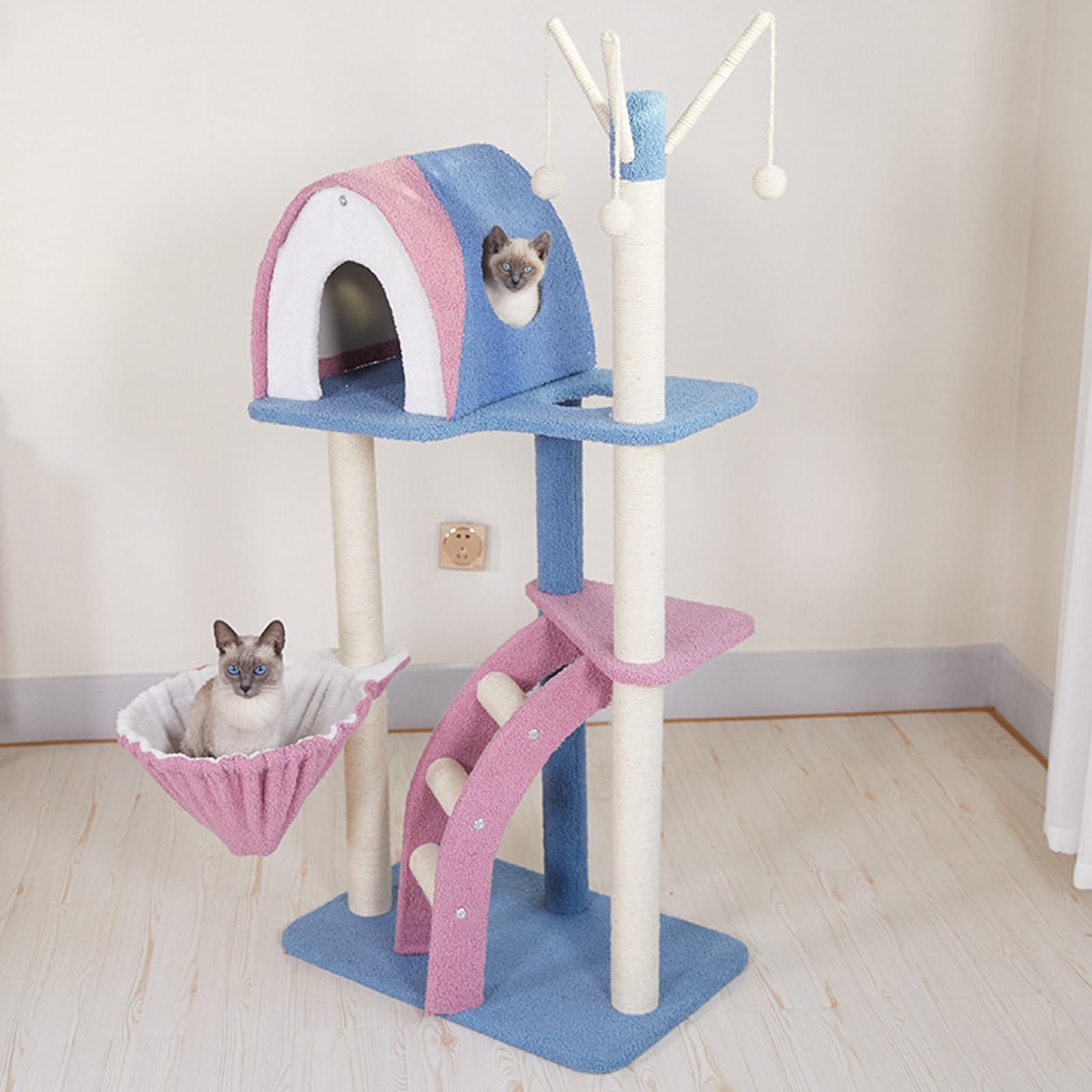 Torre Tiragraffi per Gatti Unica Nel Suo Genere, Centro Attività Tira Graffi X Gatto, Scalatore con Tiragraffi e Palline Giocattolo Giocose