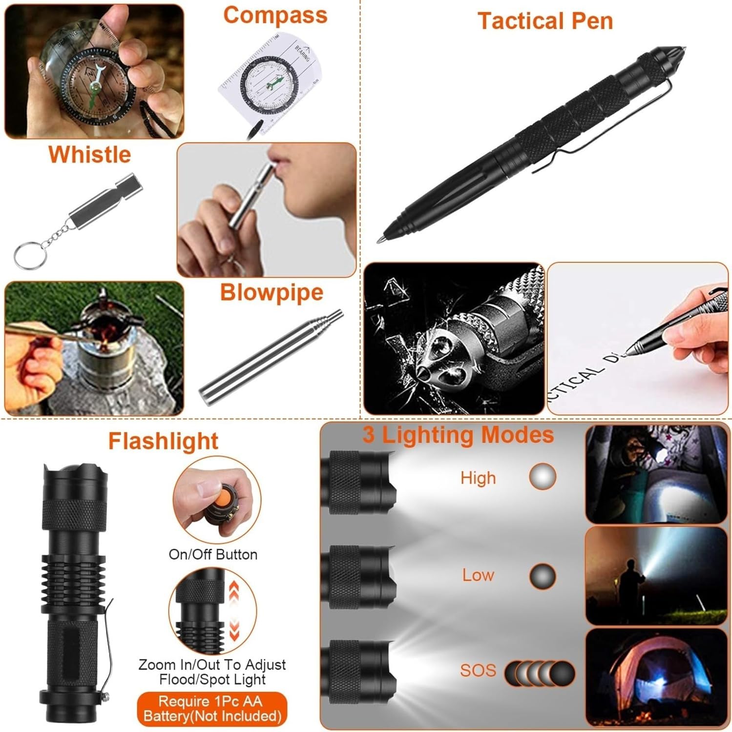 125 in 1 Survival kit, Men's Gift, Professional Survival Equipment, Tools, First aid Supplies, SOS Emergency Tactical Hiking, Hunting, Disaster, Camping Adventure