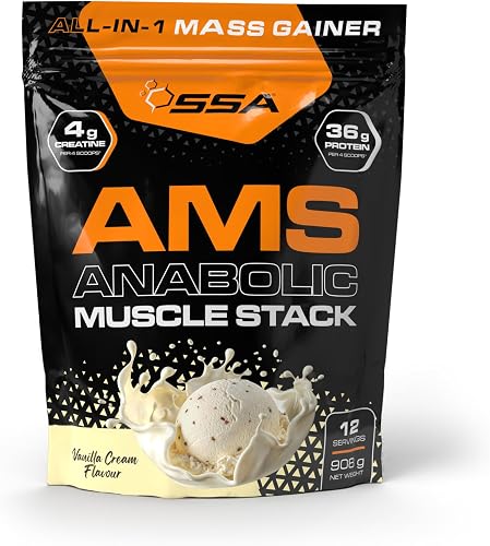 SSA Anabolic Muscle Vanilla Cream Flavoured Mass Gainer Stack 908 g