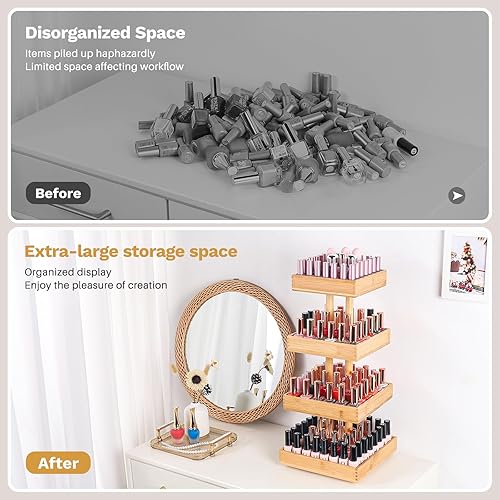 Miniatura 6 de Homde Organizador de esmalte de uñas para 120-212 botellas, soporte giratorio de 360 grados para esmalte de uñas, estante de almacenamiento para