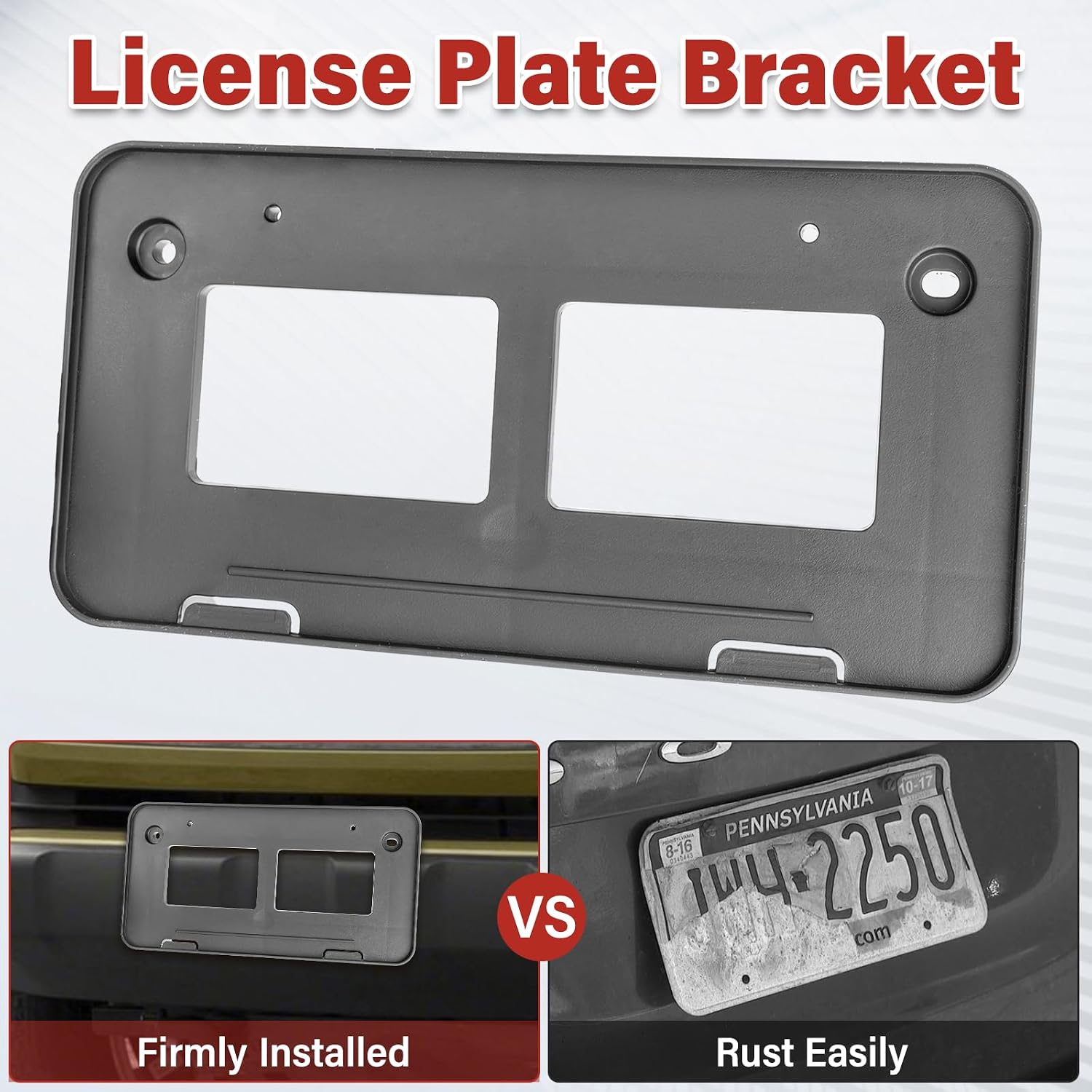 License Plate Bracket Accessories for Toyota Tacoma 2016 2017 2018 2019 2020 2021 2022 2023, Front Bumper License Plate Holder Replacement Frame Black Mount
