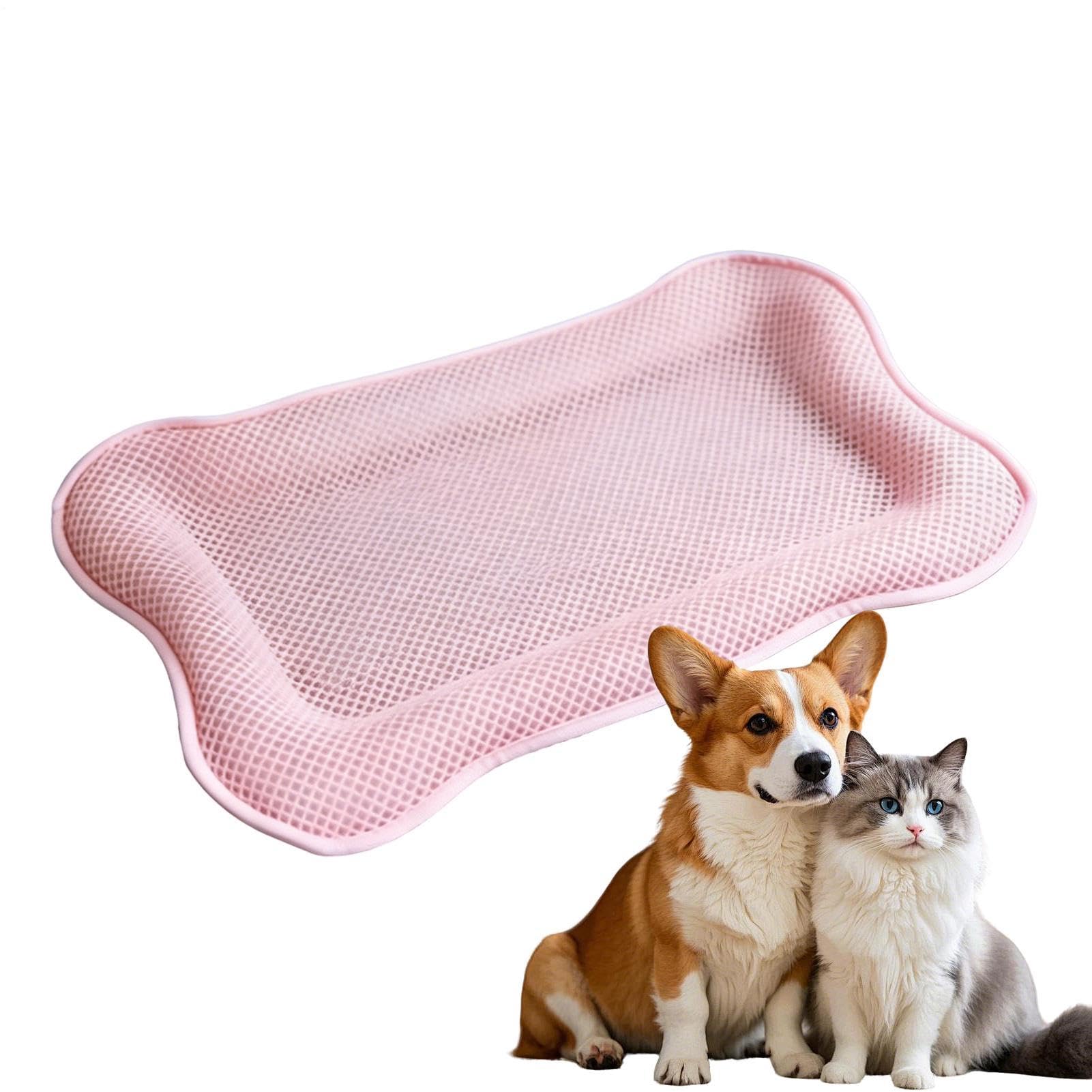 Generico Tappetino Rinfrescante Cani | 41,9 x 57,9 cm Forma a osso lavabile - Tappetino Rinfrescante Estivo Gatti,per Interni Esterni Casa Balcone Auto Viaggio Patio Trasportino Spiaggia