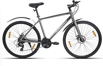 BRO-Code 700C | Dual Disc Brake | 21 Speed Shimano | Hy-Brid | Aluminum Frame Bicycle | Light Weight | Unisex| for All-Terrain Riding (Grey)