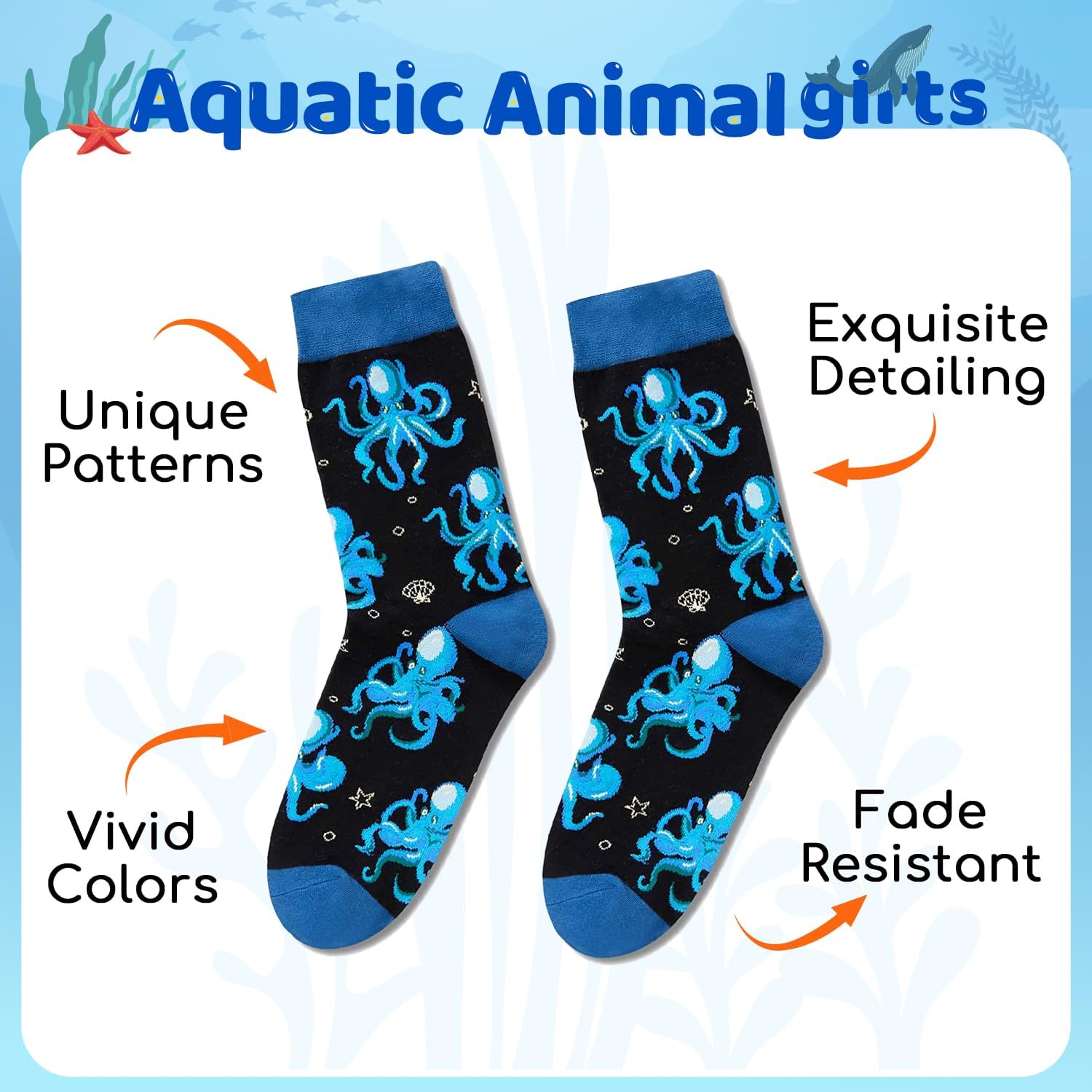 HAPPYPOP Sea Turtle Gifts for Men - Funny Frog Socks Octopus Gifts, Ocean Animal Socks - Image 5