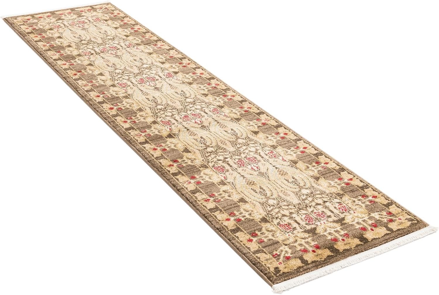 Rugs.com Chelsea Collection Rug – 8 Ft Runner Brown Medium-Pile Rug Perfect for Hallways, Entryways