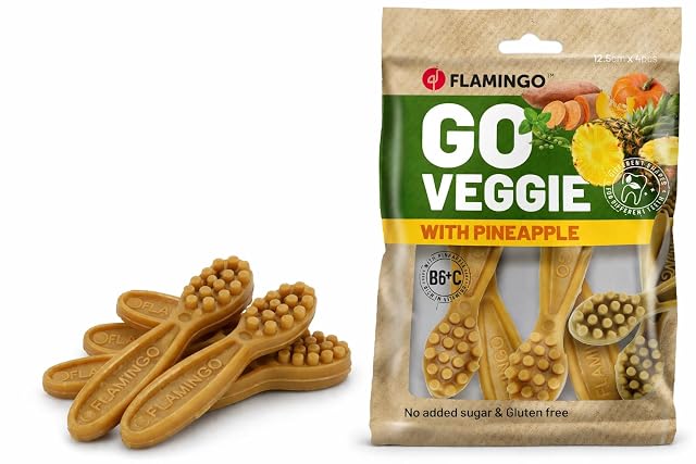 Snacks para Perros - Veggie Cepillo Dental con Piña Amarilla - 12,5cm - 160g - sin Gluten