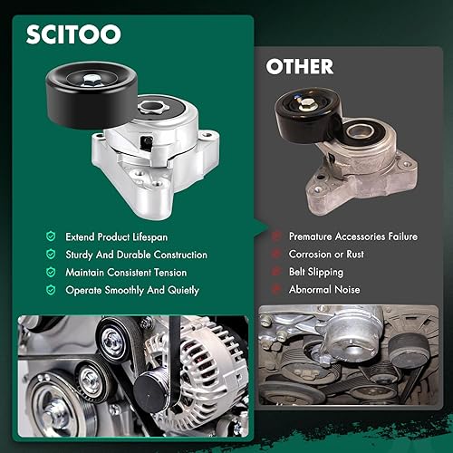 Miniatura 5 de SCITOO 419-123 Tensor de correa con polea para Chevrolet Prizm 1998-2002 2003-2008 Pontiac Vibe 2000-2005 Toyota Celica 1998-2008 Toyota Corolla