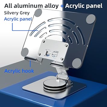 Tablet Stand.360° Rotation Adjustable Tablet Holder,Foldable Aluminum Desktop iPad Stand Dock for iPad Pro/Mini/Air, iPhone 14/13 Pro Max, Galaxy Tab, Samsung Tab etc.