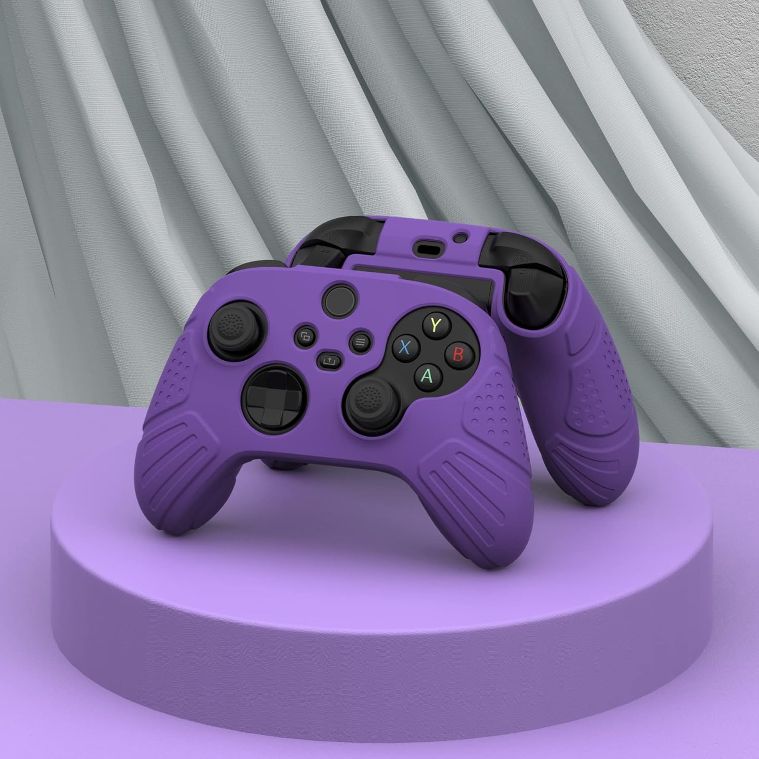 eXtremeRate PlayVital Guardian Edition Purple Ergonomic Soft Anti-slip Controller Silicone Case Cover for Xbox Series X/S, Rubber Protector Skins with Joystick Caps for Xbox Core Wireless Controller - Image 5