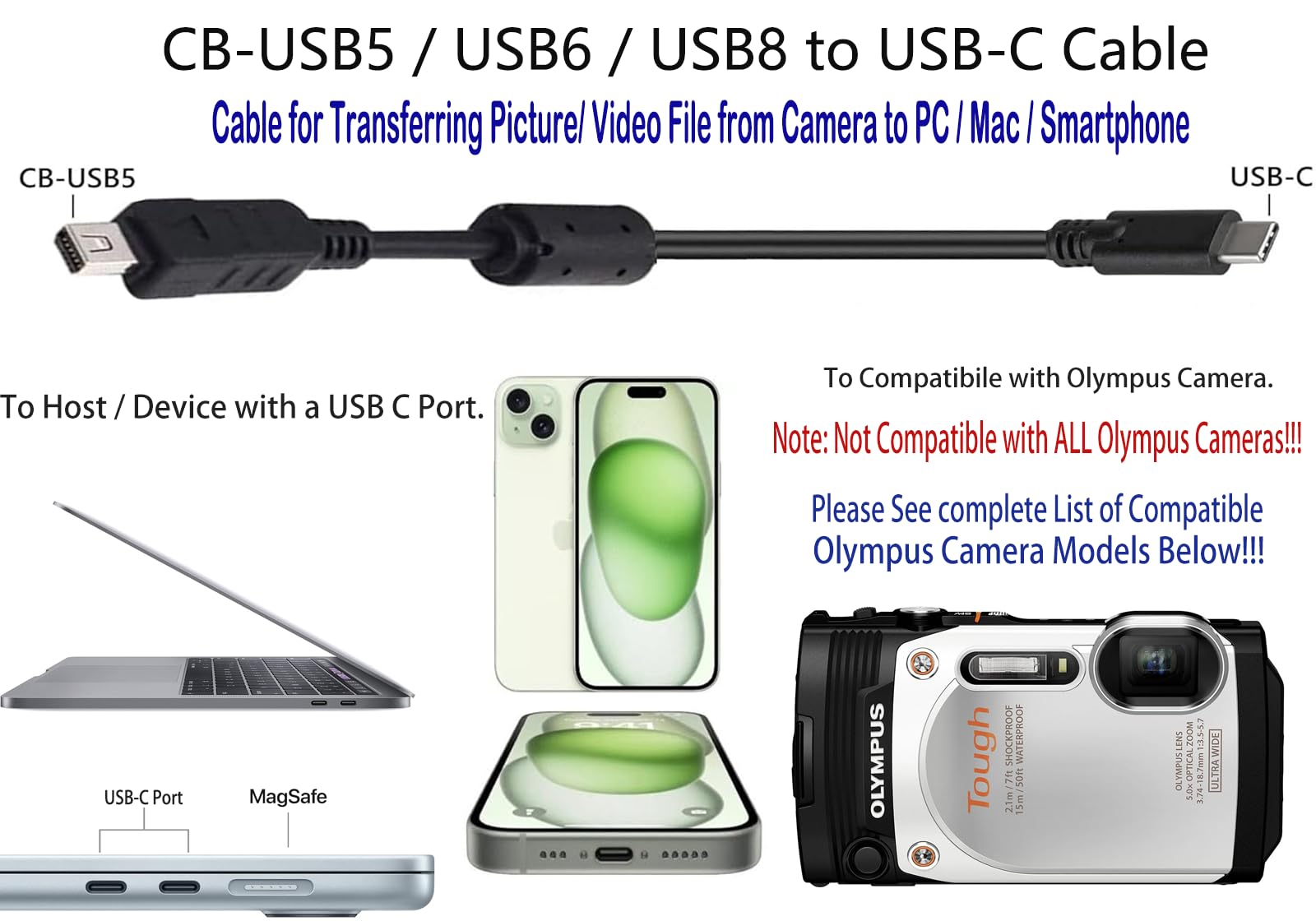 Amazon.com: AlyKets Replacement CB-USB5 CB-USB6 USB8 Cable with