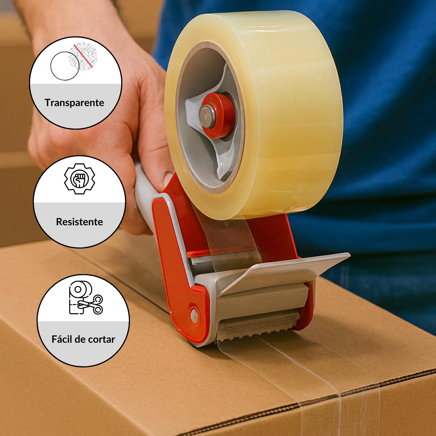 masquepack x36 Cinta Adhesiva de Embalar Acrílica Transparente para Embalaje Resistente y Duradero. Paquete de 36 precintos (36, Transparente, 48 mm x 66 metros)